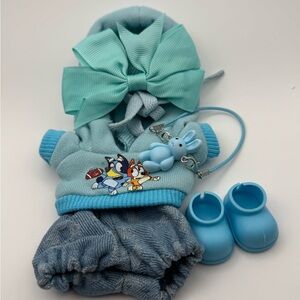 Labubu Charming Cartoon Bluey Outfit 5pc Set - Blue